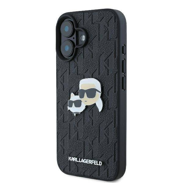 Etui Karl Lagerfeld iPhone 16 Plus 6.7" czarny/black hardcase Monogram Karl&Chaoupette Head Pin