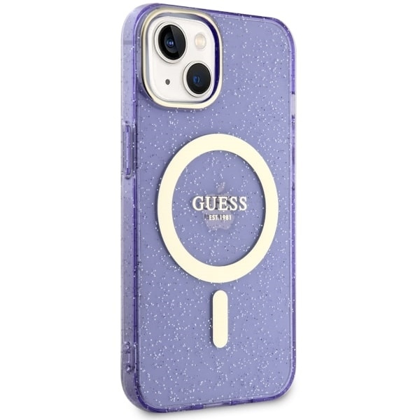 Etui Guess GUHMP14MHCMCGU iPhone 14 Plus 6.7" purpurowy/purple hardcase Glitter Gold MagSafe Case