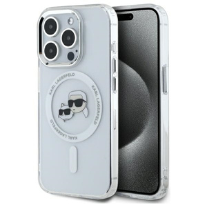 Karl Lagerfeld KLHMP15LHLSKCH iPhone 15   Pro 6.1" biały/white hardcase IML Metal Karl&Choupette Head MagSafe