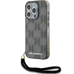 Etui Karl Lagerfeld KLHCP15LHKDPNSK iPhone 15 Pro 6.1" czarny/black hardcase IML Mono KL Pattern & Cord