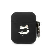 Karl Lagerfeld KLA2RUNCHK AirPods 1/2 cover czarny/black Silicone Choupette Head 3D