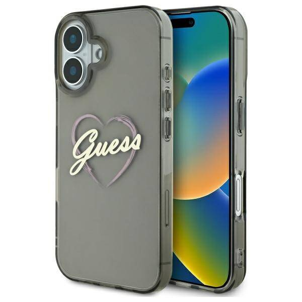 Etui Guess iPhone 16 6.1" czarny/black hardcase IML Heart