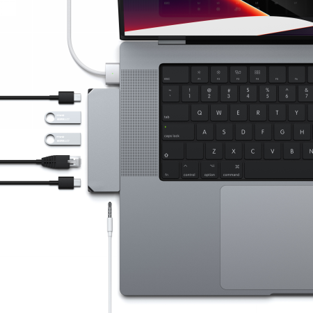 Satechi Hub mini - aluminiowy Hub z podwójnym USB-C do MacBook (2xUSB-C, 2x USB-A, Ethernet, jack port) (Pro&Air&Max) (space gray)