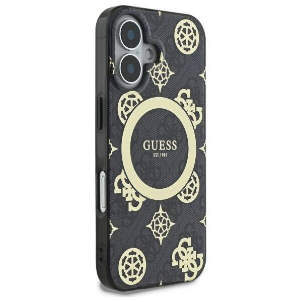 Etui Guess iPhone 16 6.1" czarny/black hardcase IML Peony On 4G Background MagSafe