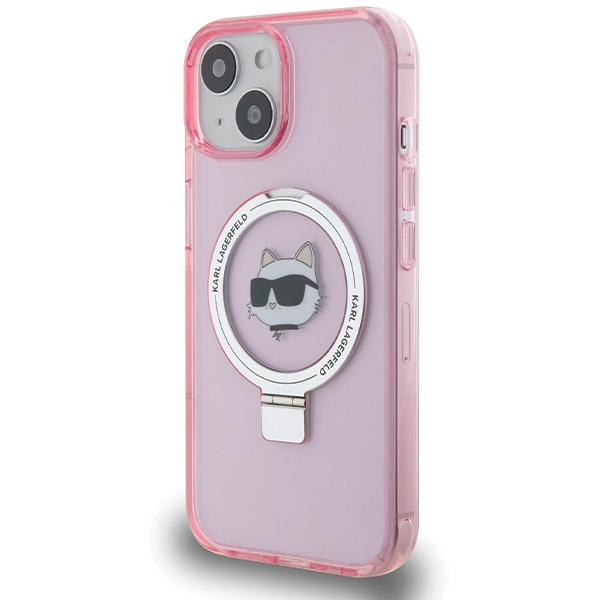 Etui Karl Lagerfeld KLHMP15SHMRSCHP iPhone 15 6.1" różowy/pink hardcase Ring Stand Choupette Head MagSafe Case