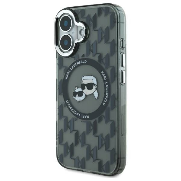 Etui Karl Lagerfeld iPhone 16 6.1" czarny/black IML Monogram Karl&Choupette Head MagSafe