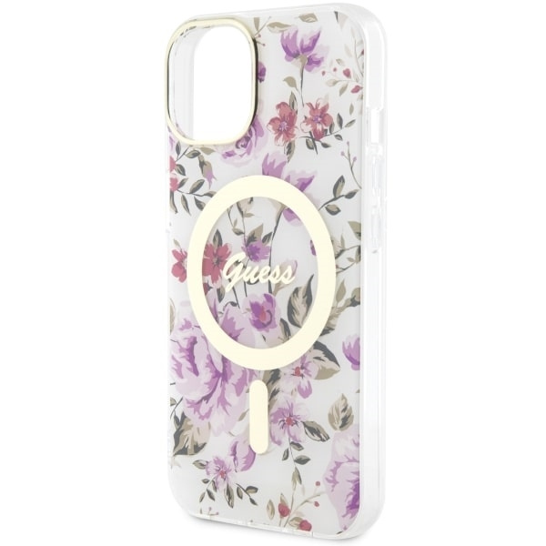 Etui Guess GUHMP14MHCFWST iPhone 14 Plus 6.7" transparent hardcase Flower MagSafe Case