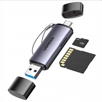 Czytnik Ugreen CM185 50706 do kart SD / micro SD na USB-A 3.0 / USB-C 3.0 - szary