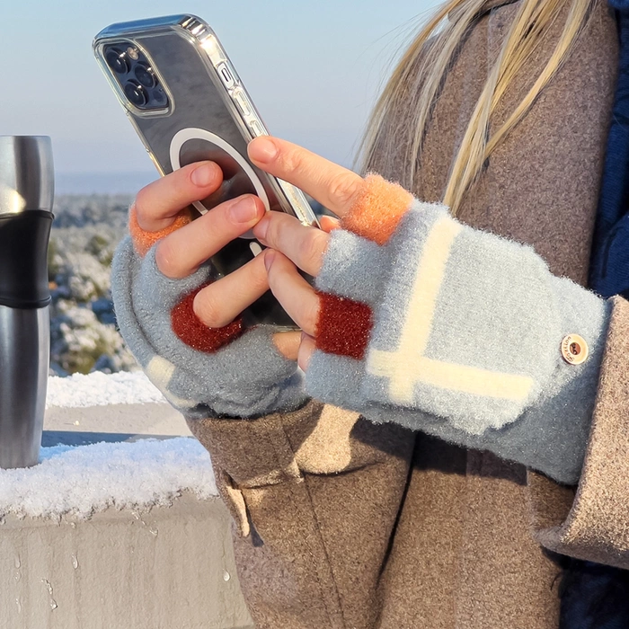 Rękawiczki zimowe do telefonu mitenki damskie / dziecięce - czarne