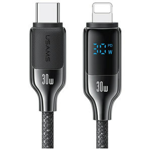 USAMS Kabel USB-C na Lightning 30W 1,2m   Digital Display Zinc Alloy Fast Charging Data Cable HX Series SJ741USB01 (US-SJ741)