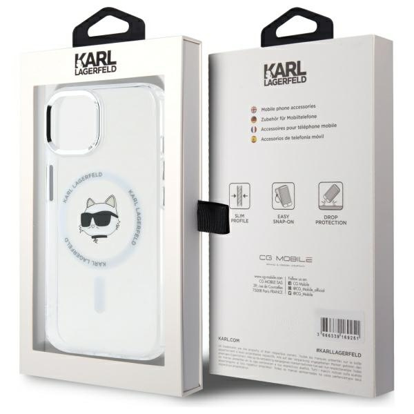 Karl Lagerfeld KLHMP15MHLSCHH iPhone 15   Plus 6.7" biały/white hardcase IML Metal Choupette Head MagSafe