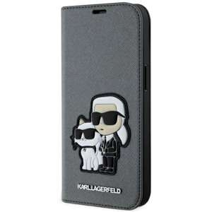 Etui Karl Lagerfeld KLBKP14SSANKCPG iPhone 14 6.1" bookcase srebrny/silver Saffiano Karl & Choupette Case