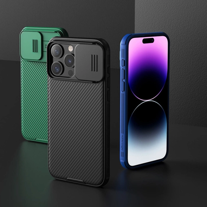 Pancerne etui Nillkin CamShield Pro Magnetic Case do iPhone 15 Pro Max z osłoną na aparat - fioletowe