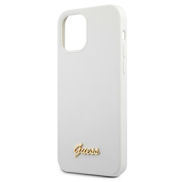 Etui GUESS Apple iPhone 12 Mini Metal Logo Script Biały Hardcase