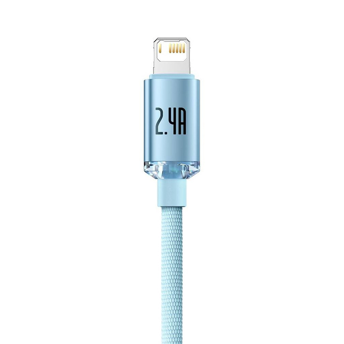 Baseus Crystal Shine Series kabel USB - Lightning 2,4A 20W 1,2m niebieski (CAJY001103)