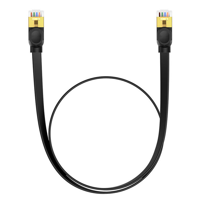 Płaski kabel sieciowy Baseus Ethernet RJ45, Gigabit, Cat.7, 1 m (czarny)