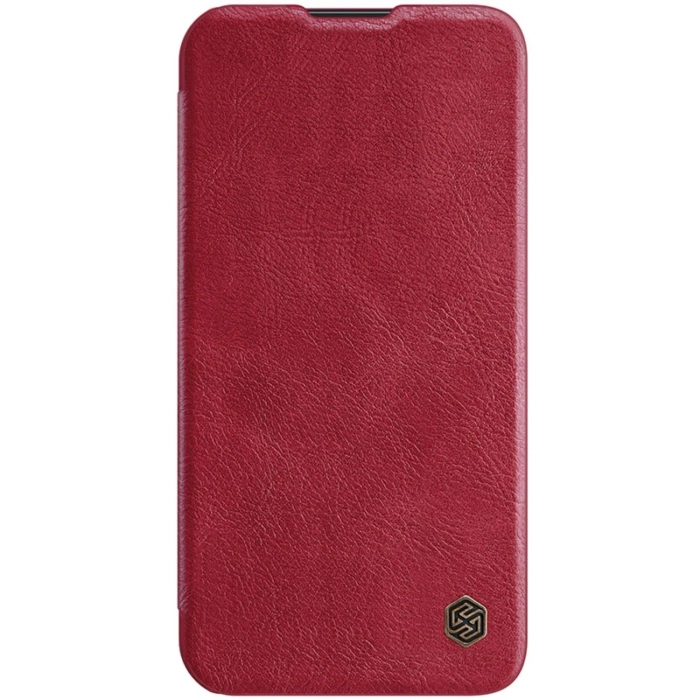 Nillkin Qin Leather Pro Case etui iPhone 14 Pro Max osłona na aparat kabura pokrowiec obudowa z klapką czerwony