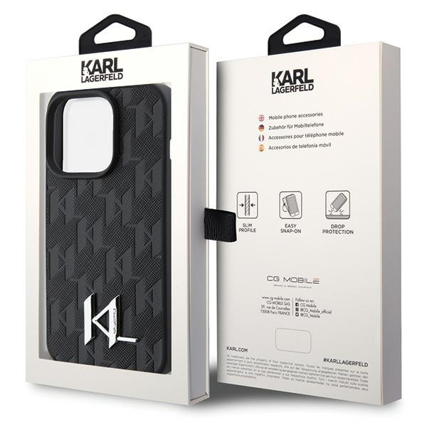 Etui Karl Lagerfeld KLHCP15LPKLPKLK iPhone 15 Pro 6.1" czarny/black hardcase Leather Monogram Hot Stamp Metal Logo Case