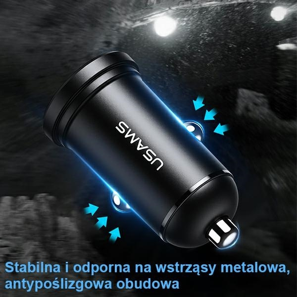 Ładowarka Samochodowa USAMS 2xUSB 2,4A Mini Czarny