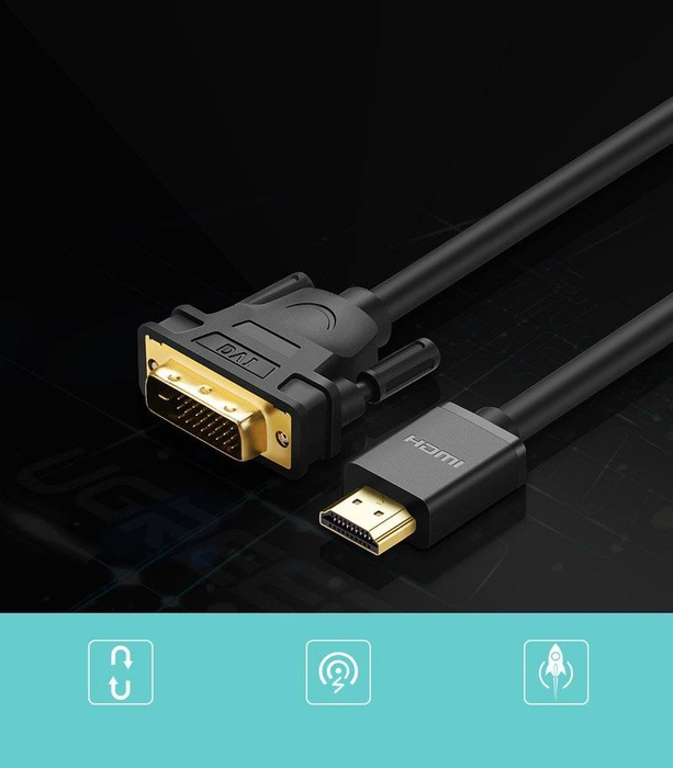 Ugreen kabel przewód HDMI - DVI 4K 60Hz 30AWG 1m czarny (30116)