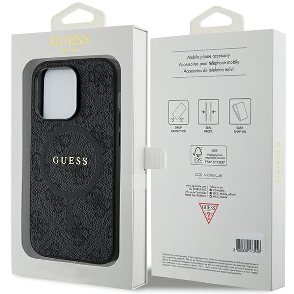 Etui Guess GUHMP13XG4GFRK iPhone 13 Pro Max 6.7" czarny/black hardcase 4G Collection Leather Metal Logo MagSafe Case