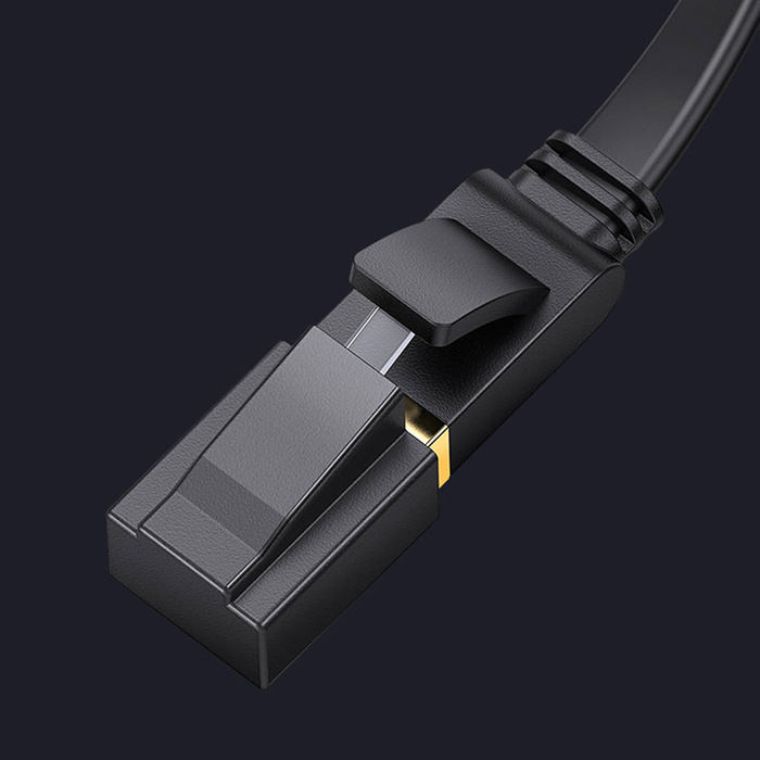 Ugreen kabel sieciowy internetowy Ethernet patchcord U/FTP Cat. 7 10Gb/s płaski 0.5m czarny (NW106)