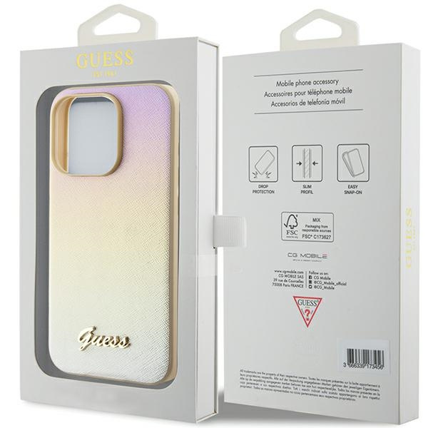 Etui Guess GUHCP14LPSAIRSD iPhone 14 Pro 6.1" złoty/gold hardcase Saffiano Iridescent Script Case