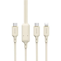 Kabel 2w1 Dudao L7SF USB-C - USB-C / Lightning 100W 1.2m - beżowy