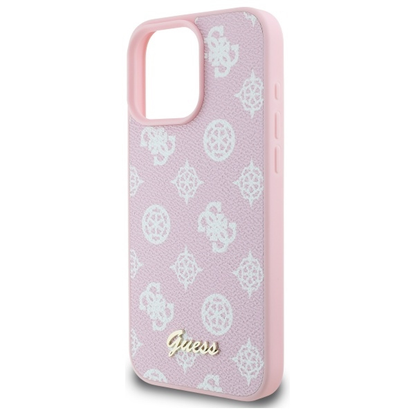 Etui Guess iPhone 16 Pro Max różowy/pink HC MagSafe PU Peony Script