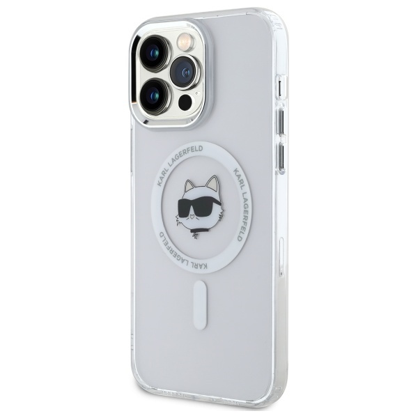 Karl Lagerfeld KLHMP13XHLSCHH iPhone 13   Pro Max 6.7" biały/white hardcase IML Metal Choupette Head MagSafe