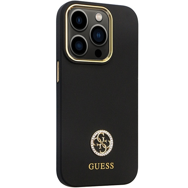 Etui Guess GUHCP14LM4DGPK iPhone 14 Pro 6.1" czarny/black hardcase Silicone Logo Strass 4G Case