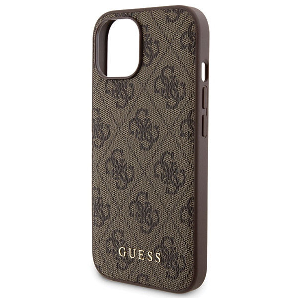 Zestaw Guess GUBPM5P15S4GEMGW iPhone 15 6.1" hardcase + Powerbank 5000mAh MagSafe brązowy/brown 4G Metal Logo