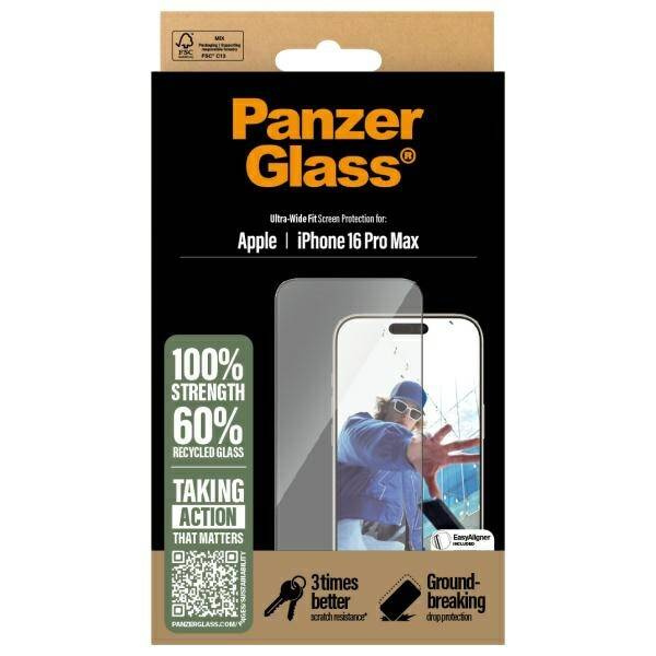 PanzerGlass Screen Protector iPhone 16 Pro Max 6.9" Ultra-Wide Fit 2864