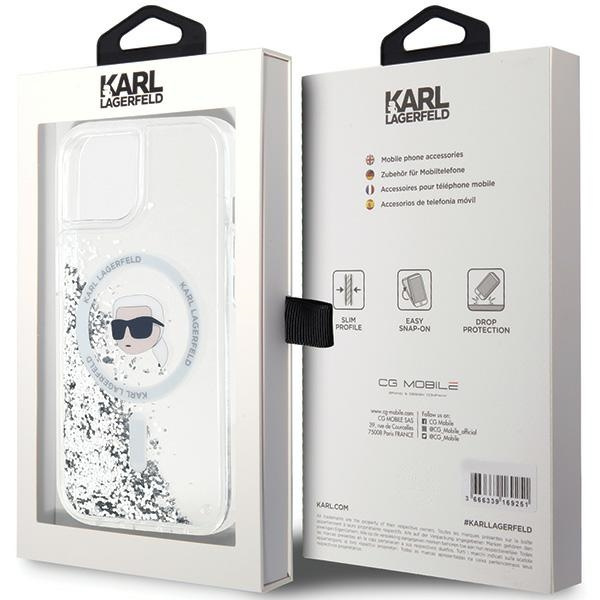 Etui Karl Lagerfeld KLHMP15SLGKISGH iPhone 15 / 14 / 13 6.1" hardcase transparent Liquid Glitter Karl Head Magsafe