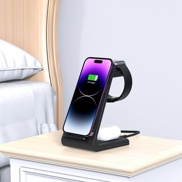 TECH-PROTECT QI15W-A36 3IN1 WIRELESS CHARGER FOR APPLE BLACK