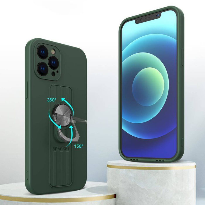 ETUI Ring Case silikonowe etui z uchwytem na palec i podstawką do Xiaomi Poco M4 Pro 5G czerwony CASE