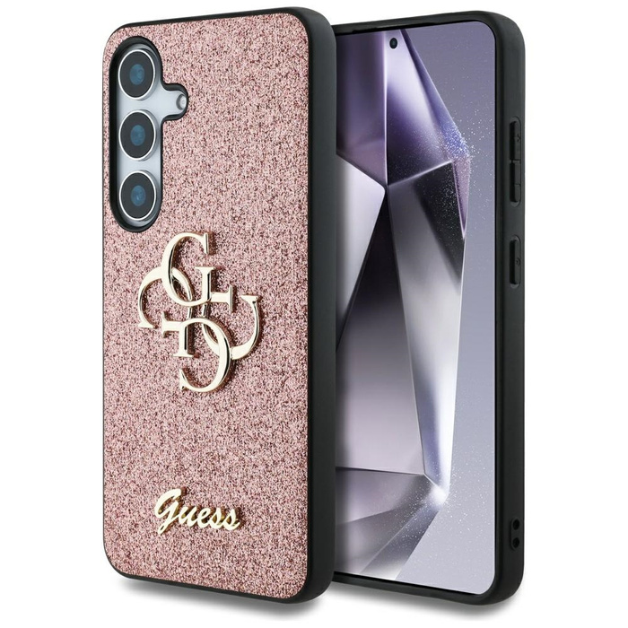 Etui Guess Fixed Glitter Big 4G Metal     Logo do Samsung Galaxy S25+ różowy