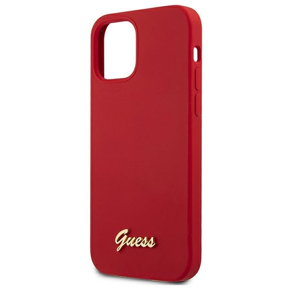 Etui GUESS Apple iPhone 12 Mini Metal Logo Script Czerwony Hardcase