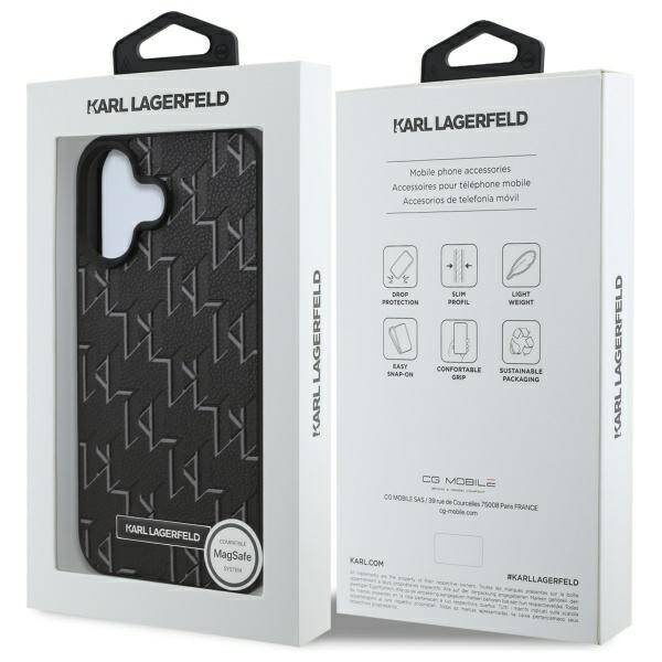 Etui Karl Lagerfeld iPhone 16 Plus 6.7" czarny/black hardcase Hot Stamp Magsafe