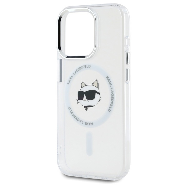 Karl Lagerfeld KLHMP15LHLSCHH iPhone 15   Pro 6.1" biały/white hardcase IML Metal Choupette Head MagSafe