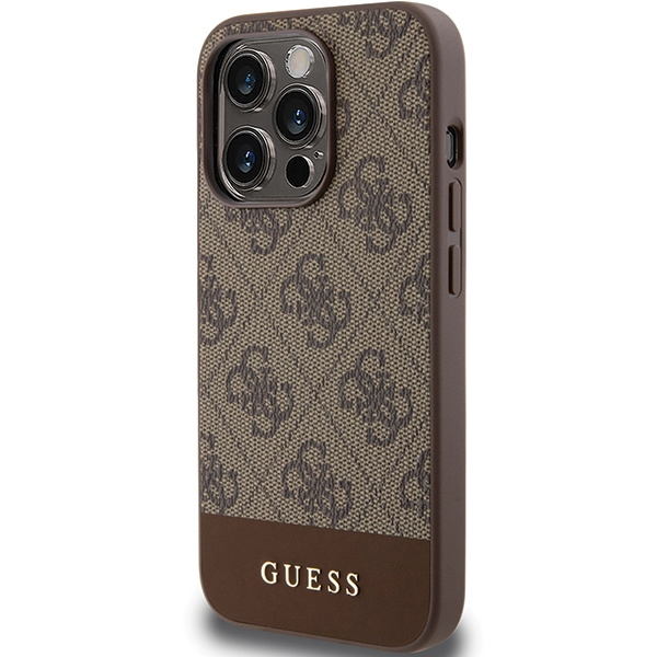 Etui Guess GUHCP15LG4GLBR iPhone 15 Pro 6.1" brązowy/brown hardcase 4G Stripe Collection Case