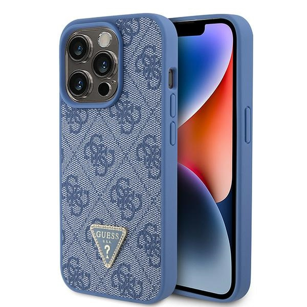 Etui Guess GUHCP15LP4TDPB iPhone 15 Pro 6.1" niebieski/blue hardcase Leather 4G Triangle Strass Case