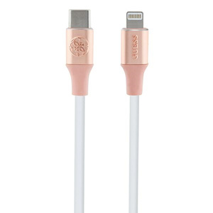 Guess GUCLLALRGDP kabel USB-C - Lightning 1.5m Fast Charging różowy/pink Ebossed Logo