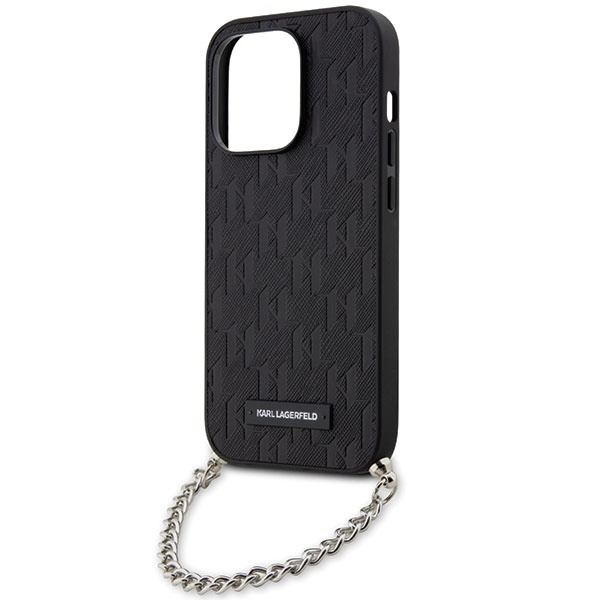 Etui Karl Lagerfeld KLHCP14LSACKLHPK iPhone 14 Pro 6.1" czarny/black hardcase Saffiano Monogram Chain Case