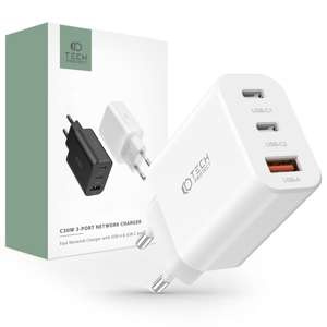 ŁADOWARKA TECH-PROTECT C30W 3-PORT NETWORK CHARGER PD30W/QC3.0 WHITE