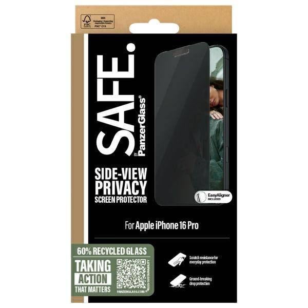 SAFE by PanzerGlass iPhone 16 Pro 6.3" Privacy Screen Protector Ultra-Wide Fit SAFEP95876