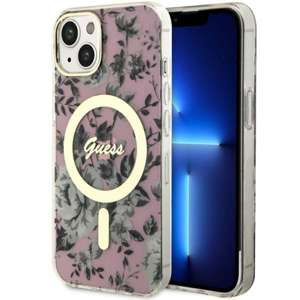 Etui Guess GUHMP14MHCFWSP iPhone 14 Plus 6.7" różowy/pink hardcase Flower MagSafe Case