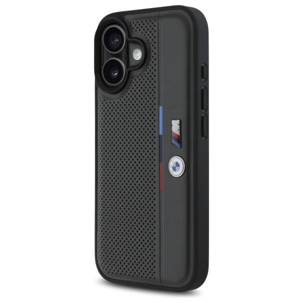 Etui BMW iPhone 16 6.1" antracyt/anthracite hardcase M Perforated Tricolor Detail Line