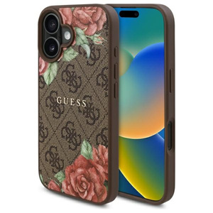 Guess GUHMP16SP4ROPEMCW iPhone 16 6.1"    brązowy/brown hardcase 4G Flowers Print MagSafe