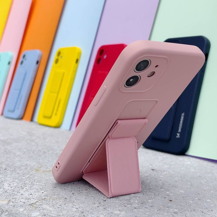 Wozinsky Kickstand Case elastyczne silikonowe etui z podstawką iPhone 12 czerwony